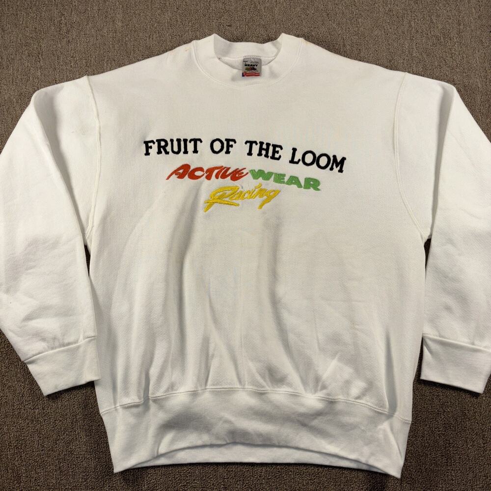 Vintage 90s Fruit Of The Loom Men’s Sweatshirt Sample Racing Embroidered Large